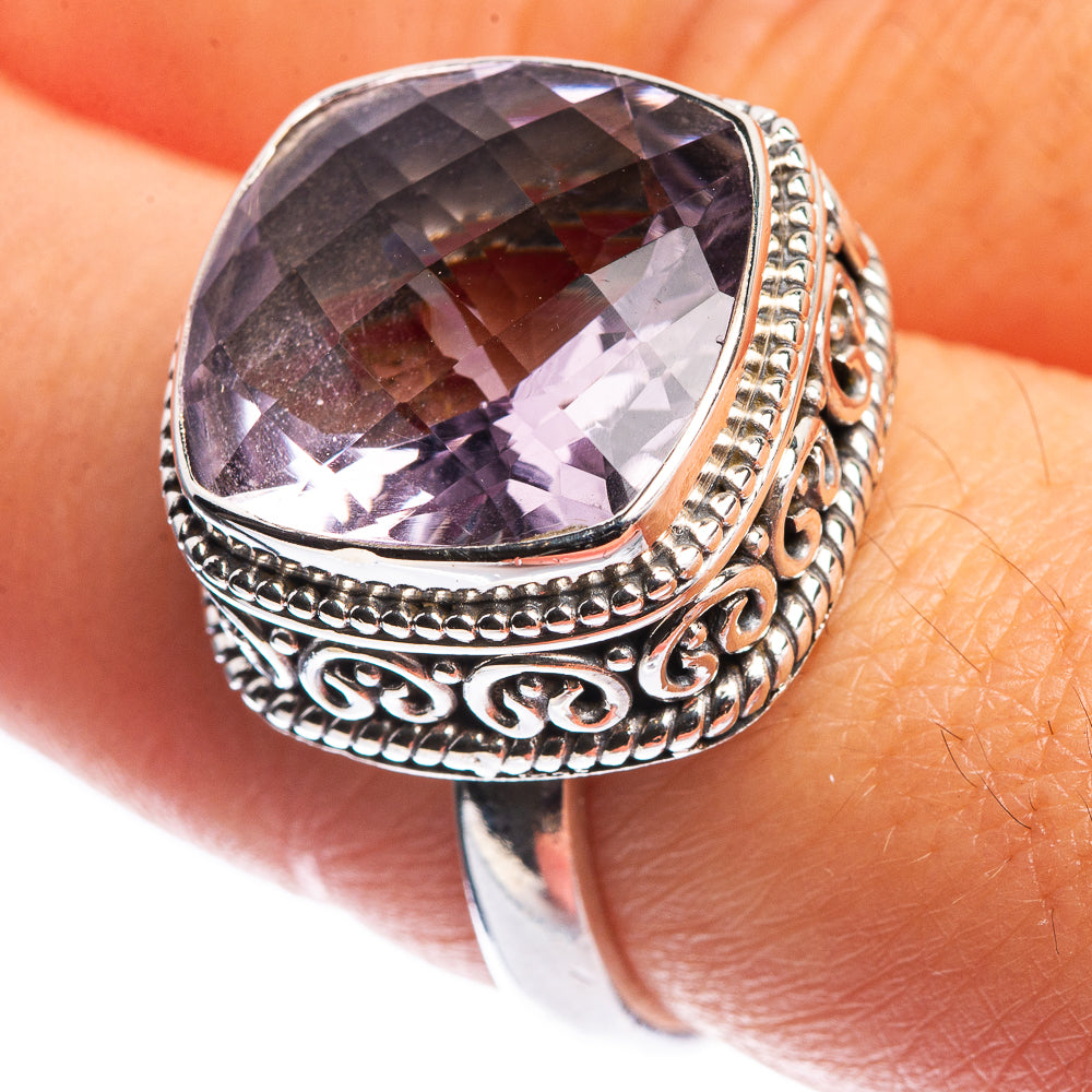 Faceted Pink Amethyst Ring Size 8 (925 Sterling Silver) R144098