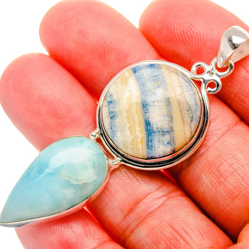 Blue Scheelite, Larimar Pendant 2 5/8" (925 Sterling Silver) PD38138