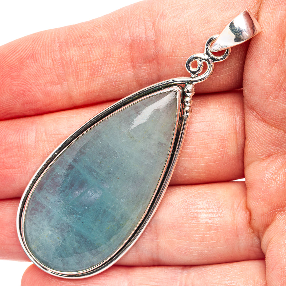 Premium Aquamarine Pendant 2 5/8" (.925 Sterling Silver)