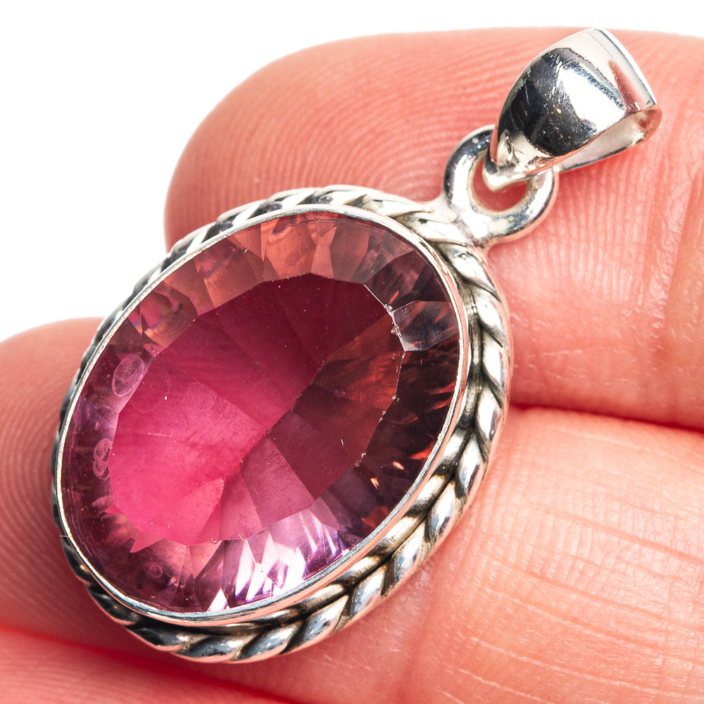 Faceted Color Change Alexandrite (Lab.) Pendant 1 1/4" (925 Sterling Silver) P39094