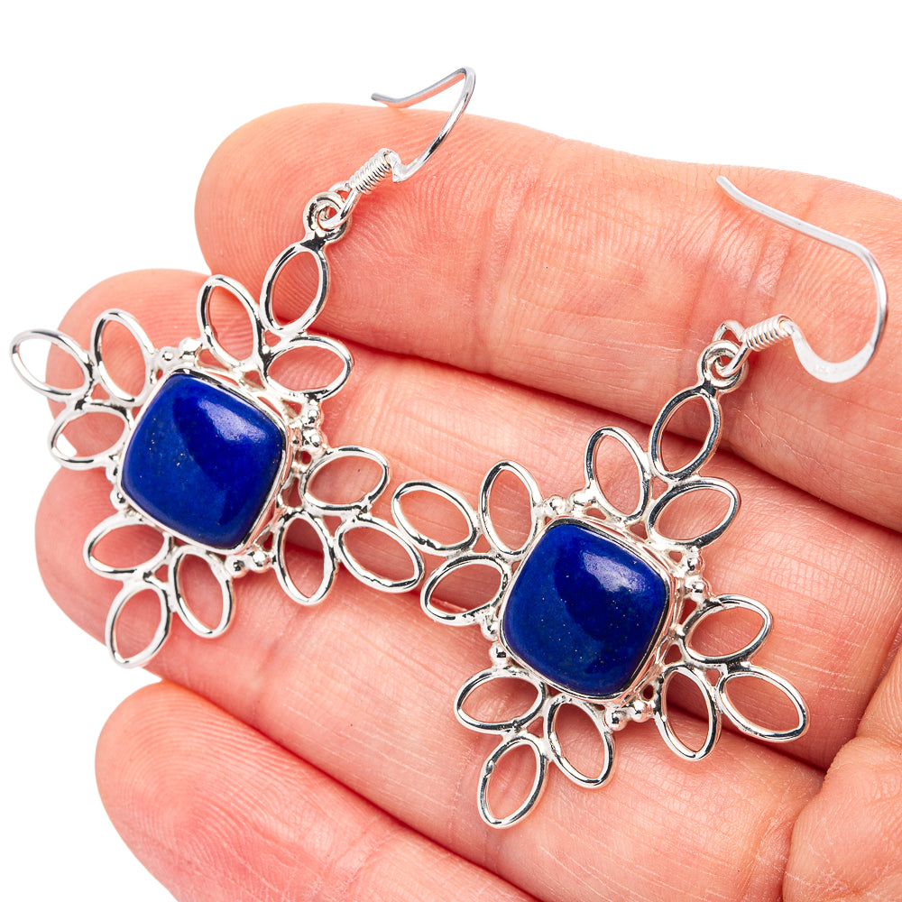 Premium Lapis Lazuli Earrings 1 7/8" (.925 Sterling Silver)