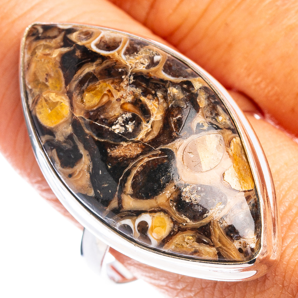 Turritella Agate Ring Size 10.25 (.925 Sterling Silver)