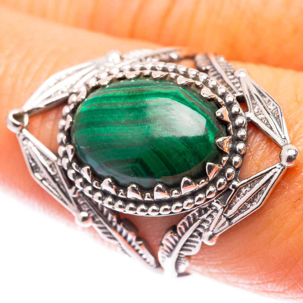 Malachite Coin Ring Size 8.25 (925 Sterling Silver) R140936