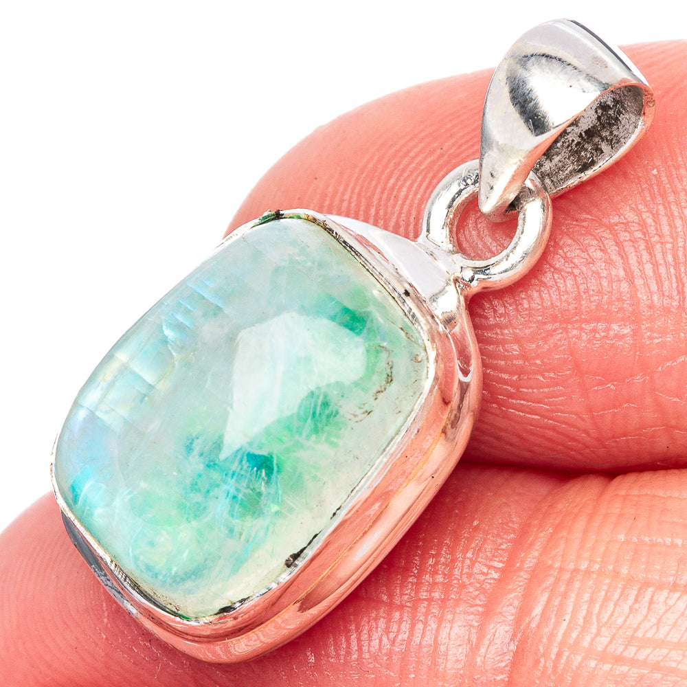 Green Moonstone Pendant 1" (925 Sterling Silver) P42398