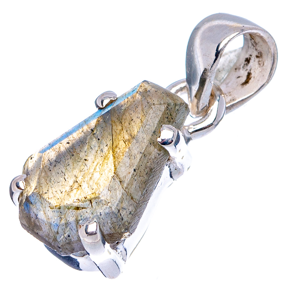 Faceted Labradorite Dainty Pendant 7/8" (.925 Sterling Silver)