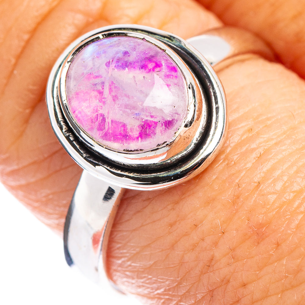 Pink Moonstone Ring Size 9 (.925 Sterling Silver)