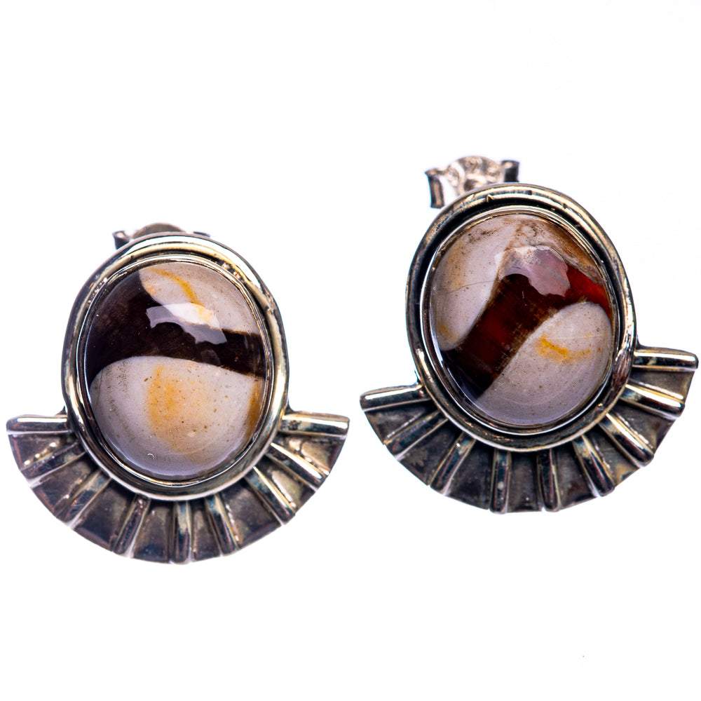Peanut Wood Jasper Earrings 5/8" (925 Sterling Silver) E432640