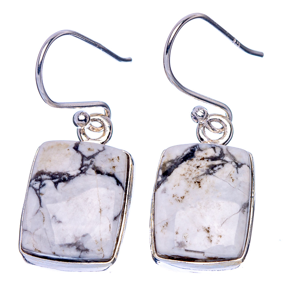 Howlite Earrings 1 1/4" (925 Sterling Silver) E1783