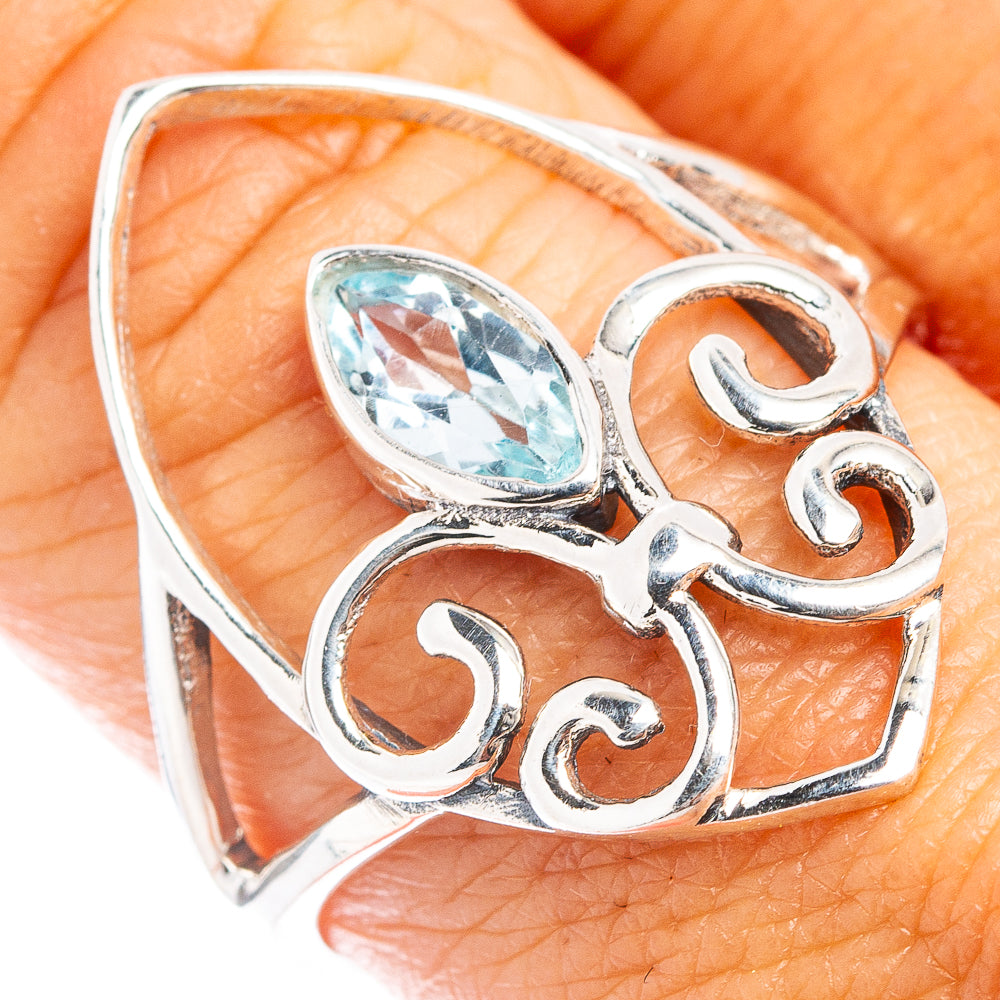 (Classic Series) Blue Topaz Ring Size 9.5 (.925 Sterling Silver)