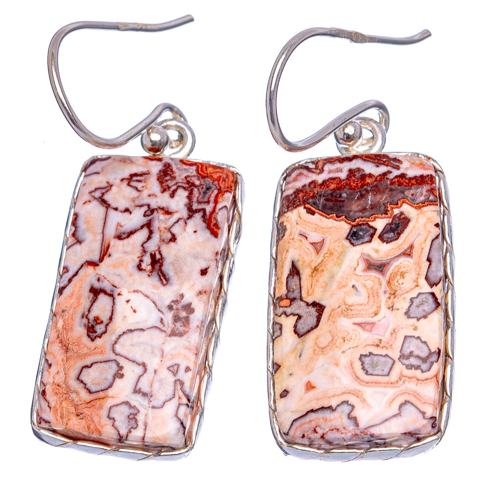 Crazy Lace Agate Earrings 1 3/8" (.925 Sterling Silver)