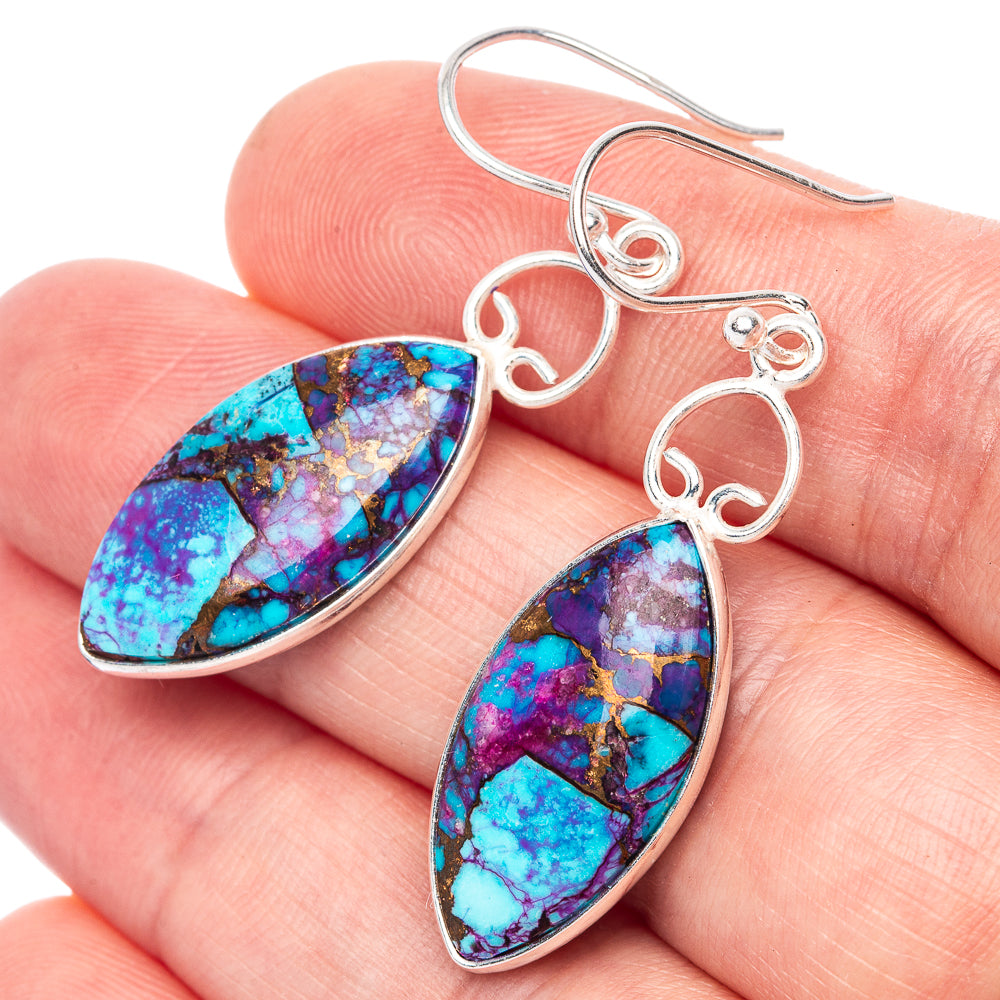 Spiny Oyster Turquoise 925 Sterling Silver Earrings 1 3/4" (925 Sterling Silver) E1231