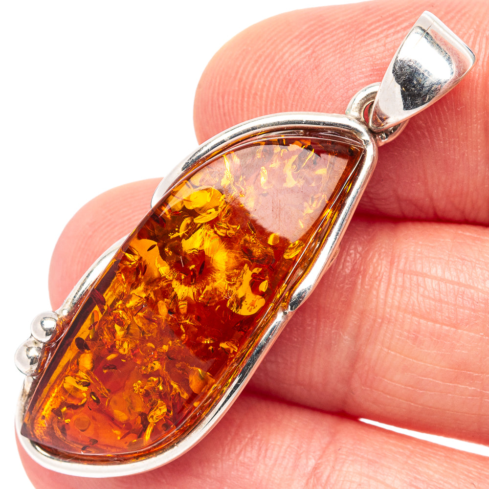 Baltic Amber Pendant 1 5/8" (.925 Sterling Silver)