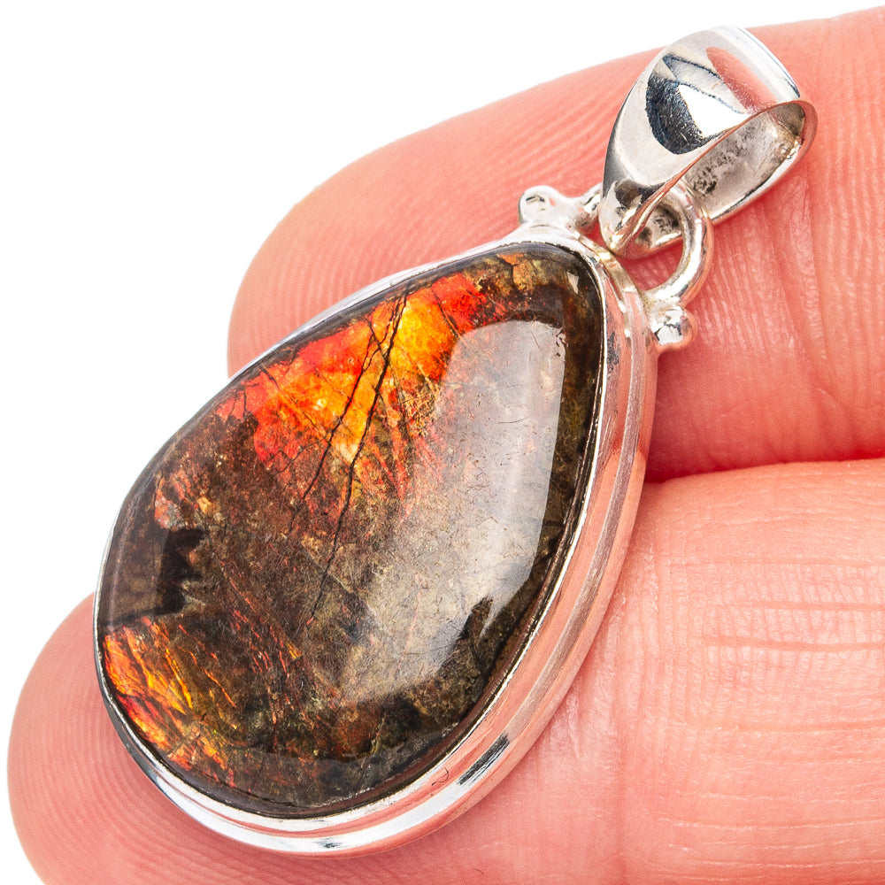 Rare Canadian Ammolite Pendant 1 3/8" (.925 Sterling Silver)