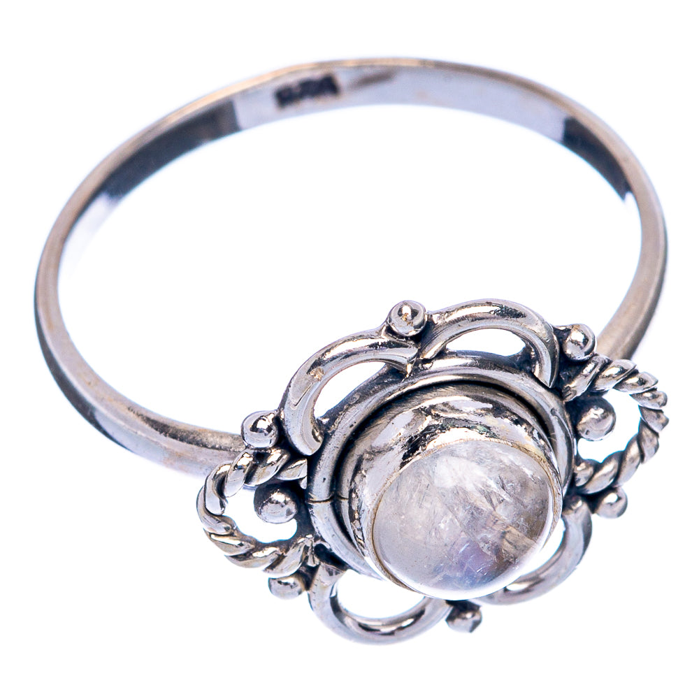 Rainbow Moonstone Dainty Ring Size 7.75 (925 Sterling Silver) R145519