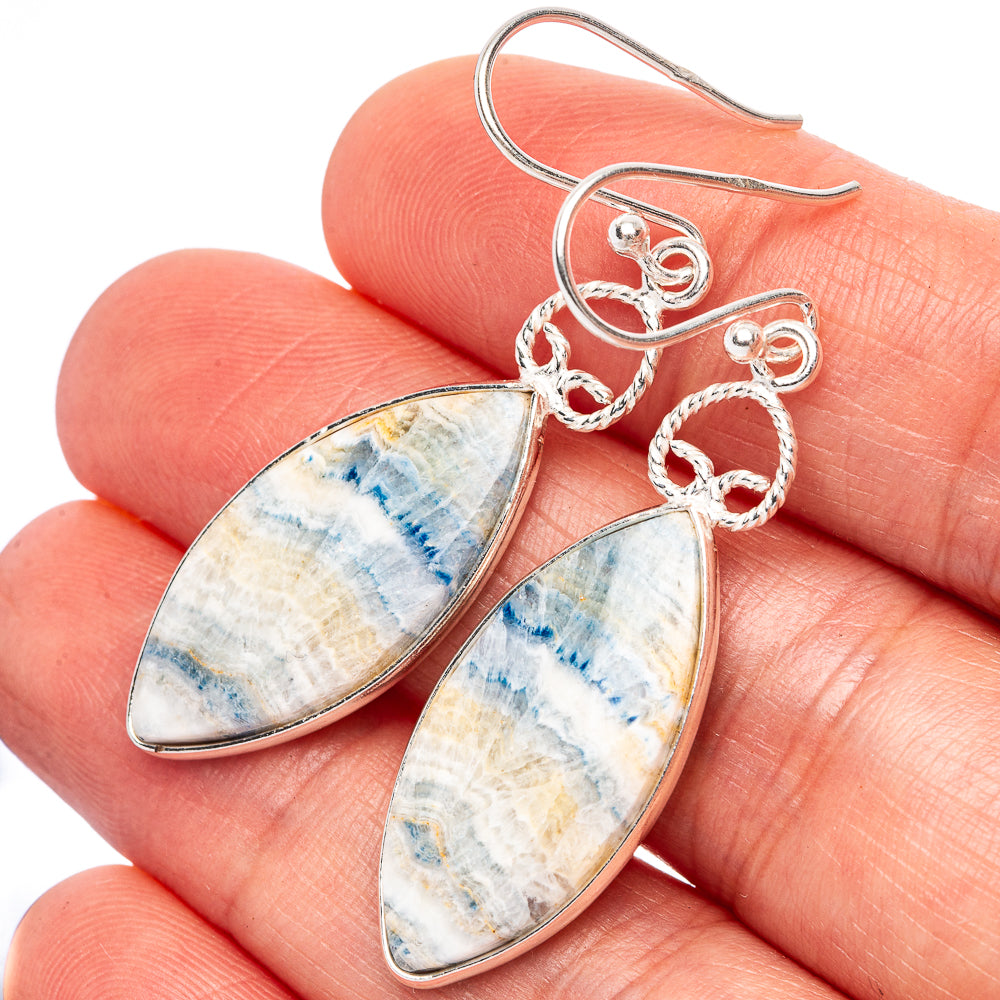 Blue Scheelite Earrings 1 7/8" (925 Sterling Silver) E2366