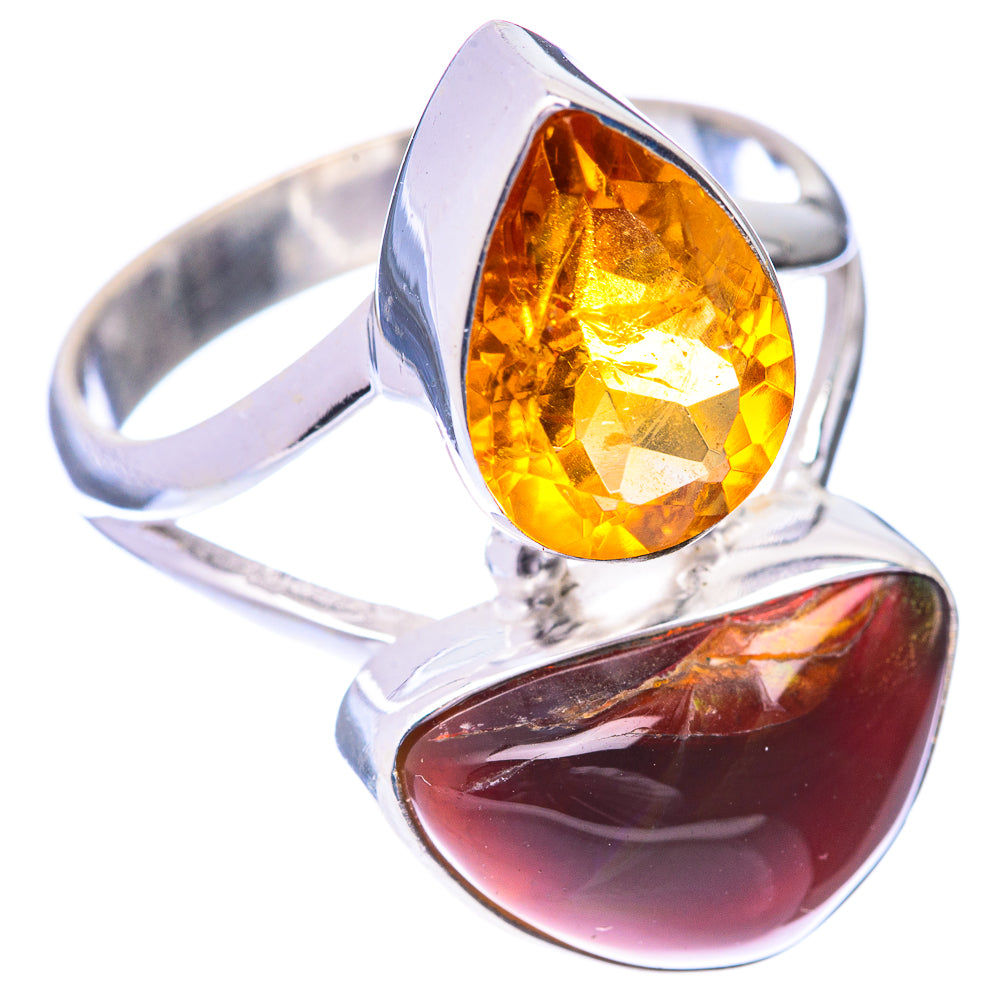 Mexican Fire Agate, Citrine Ring Size 10 (925 Sterling Silver) R140894