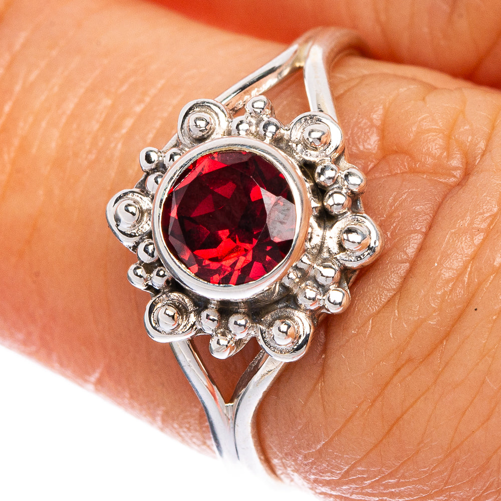 Garnet Dainty Ring Size 6.5 (925 Sterling Silver) R1092