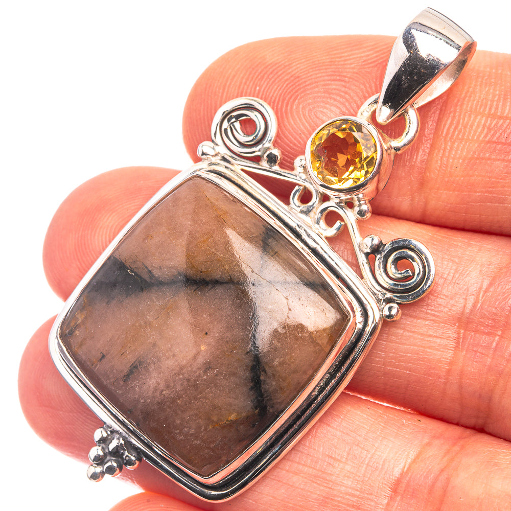 Chiastolite, Citrine Pendant 1 7/8" (925 Sterling Silver) P38930