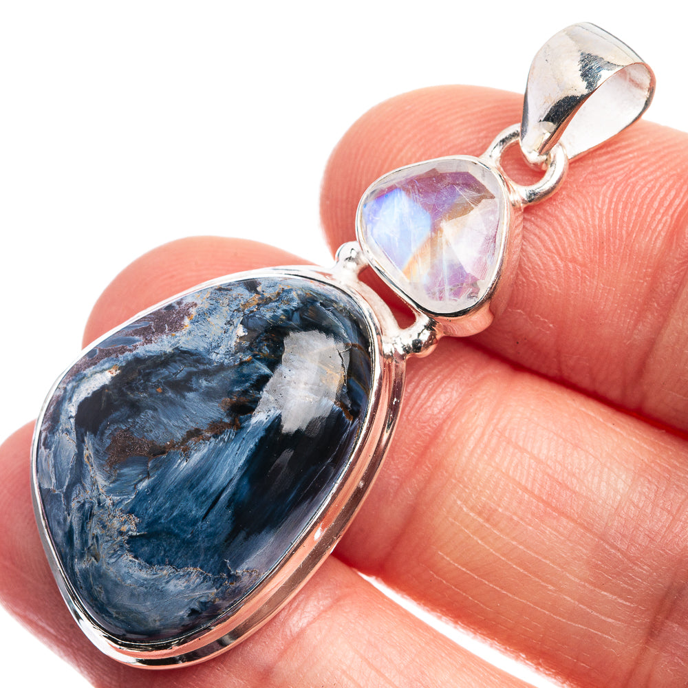 Pietersite, Rainbow Moonstone Pendant 1 3/4" (925 Sterling Silver) P39021