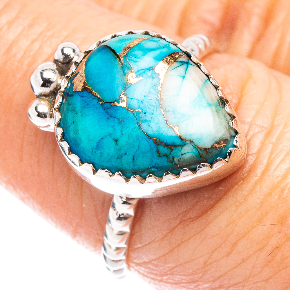 Ice Blue Dahlia Mohave Turquoise Ring Size 6.75 (.925 Sterling Silver)