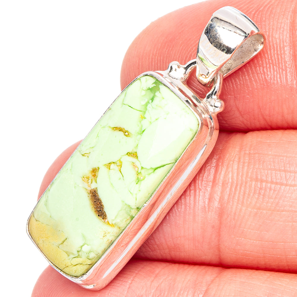 Lemon Chrysoprase Pendant 1 3/8" (.925 Sterling Silver)