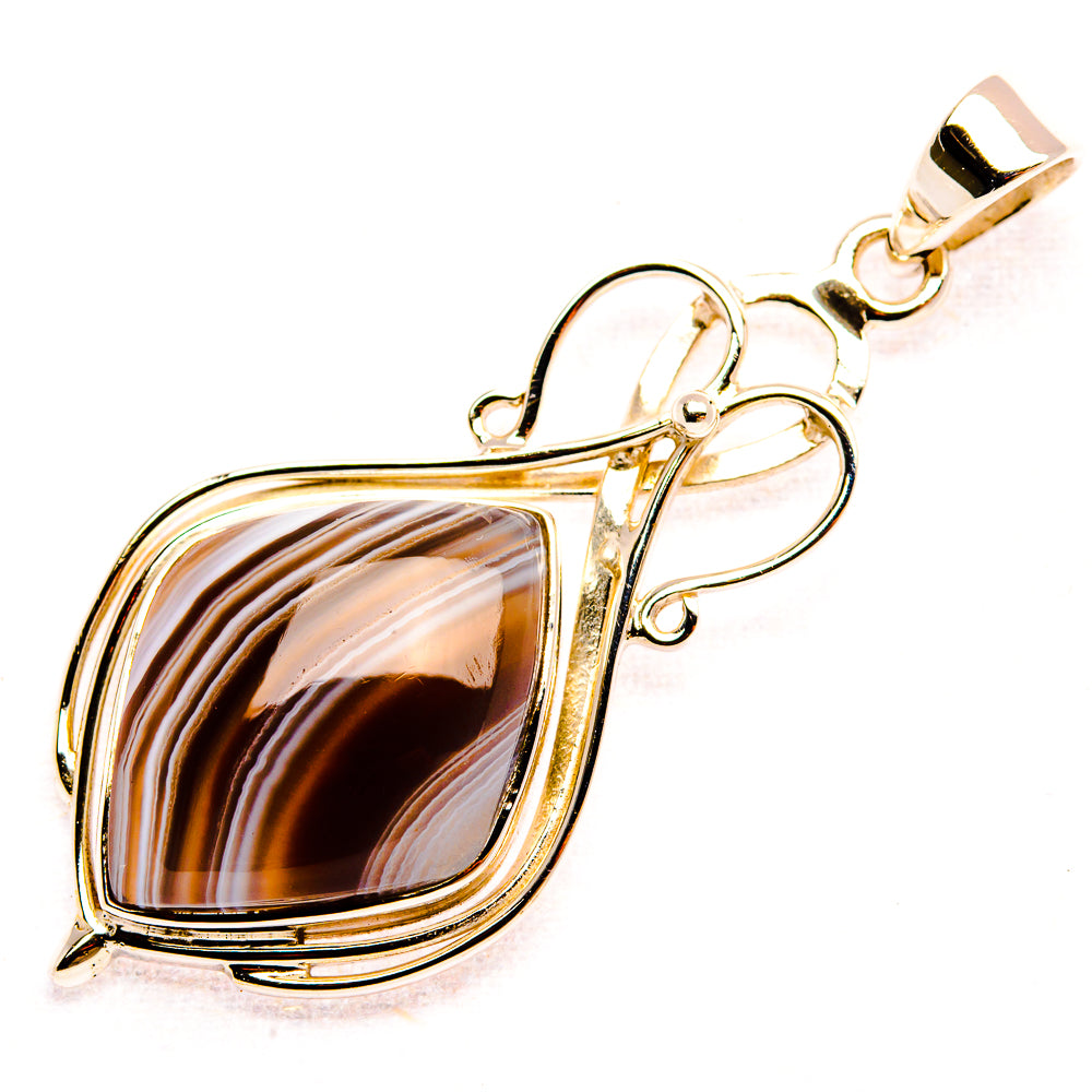 Premium Botswana Agate 925 Sterling Silver Pendant 1 7/8" (925 Sterling Silver) PD37778