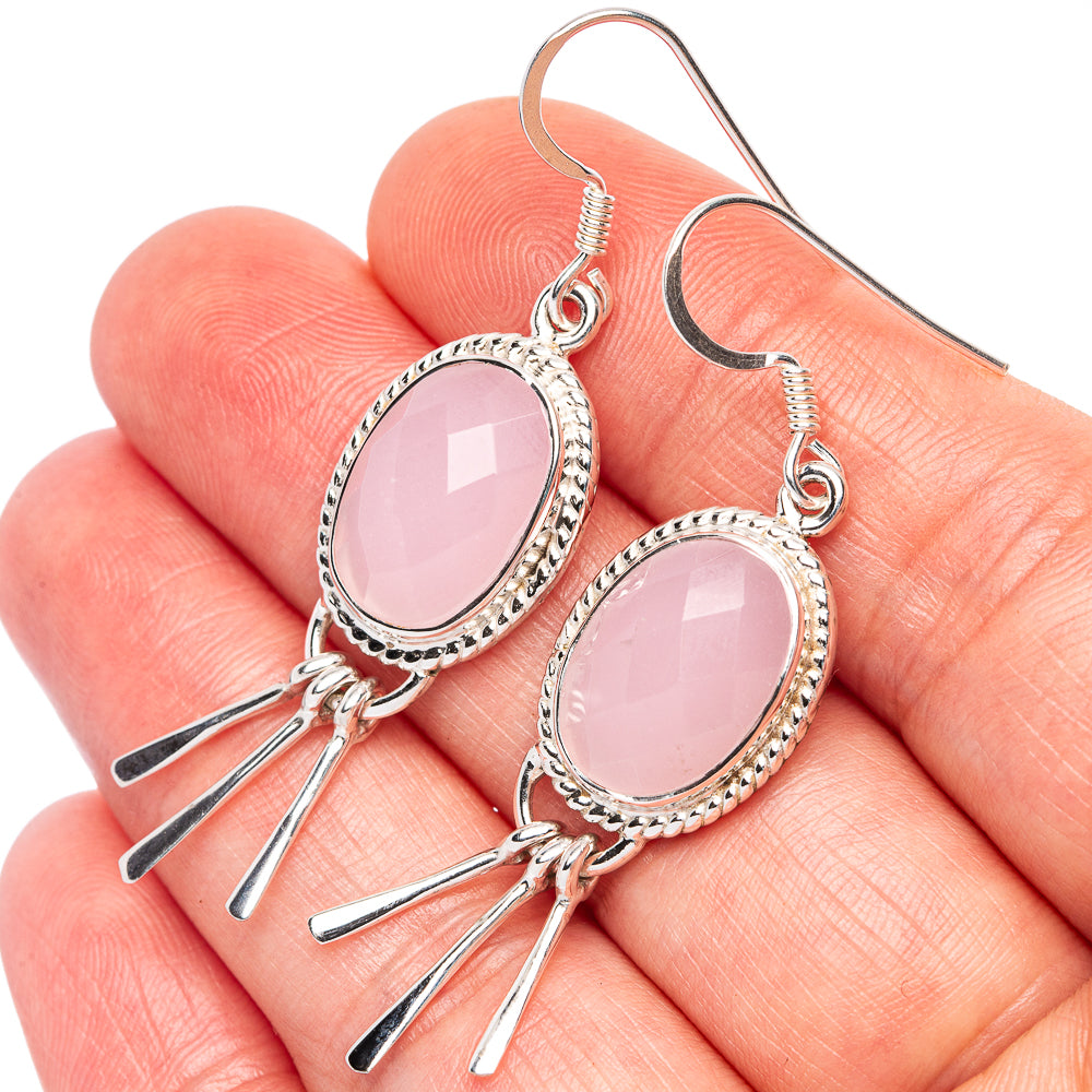 Premium Rose Quartz Earrings 2" (925 Sterling Silver) E2508