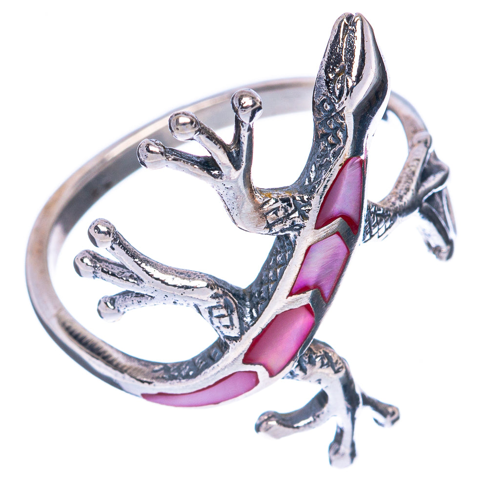 Mother Of Pearl Inlay Lizard Ring Size 8.75 (925 Sterling Silver) R2885
