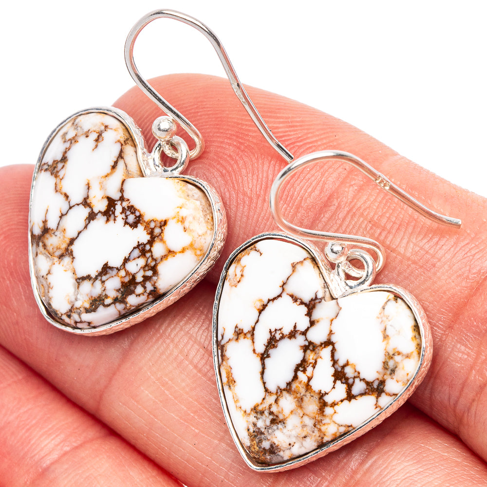Wild Horse Jasper Heart Earrings 1 1/4" (925 Sterling Silver) E1764