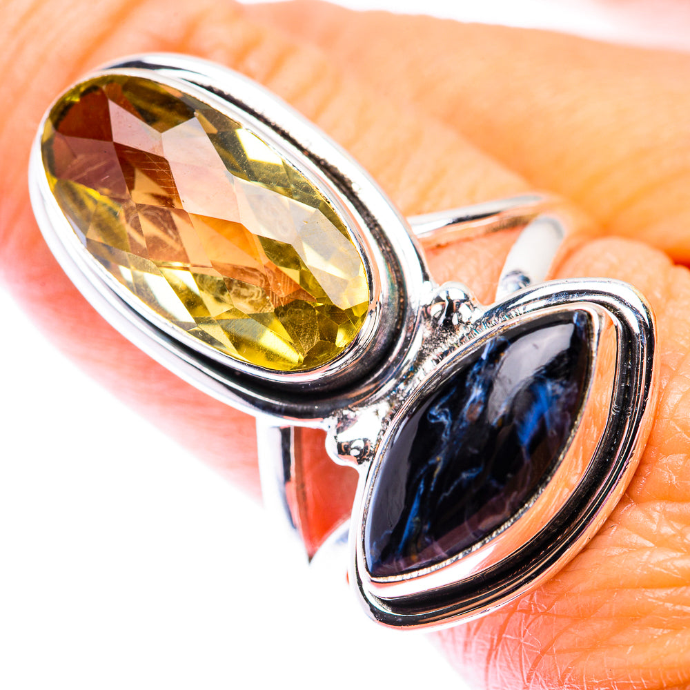 Large Faceted Citrine, Pietersite Ring Size 9 (925 Sterling Silver) RING140197