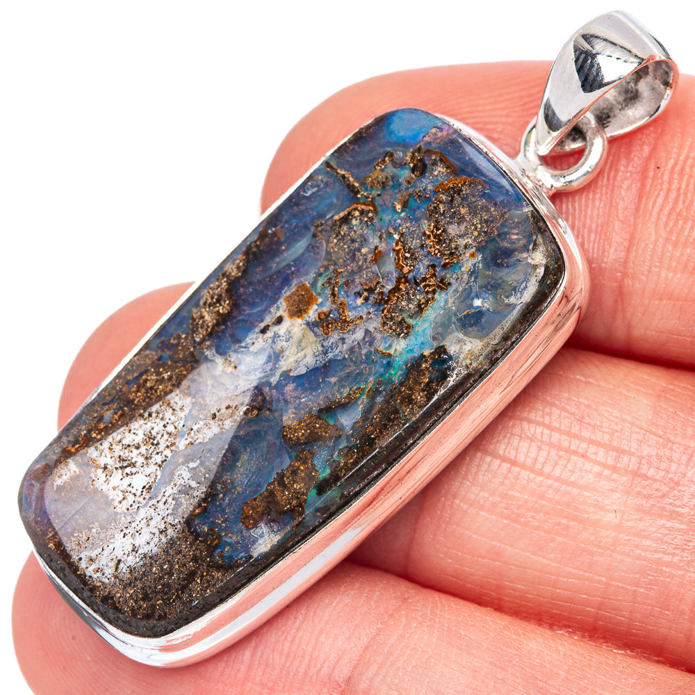 Rare Boulder Opal Pendant 1 3/4" (925 Sterling Silver) P41386