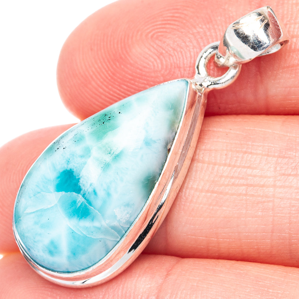 Larimar 925 Sterling Silver Pendant 1 3/8" (925 Sterling Silver) P41883