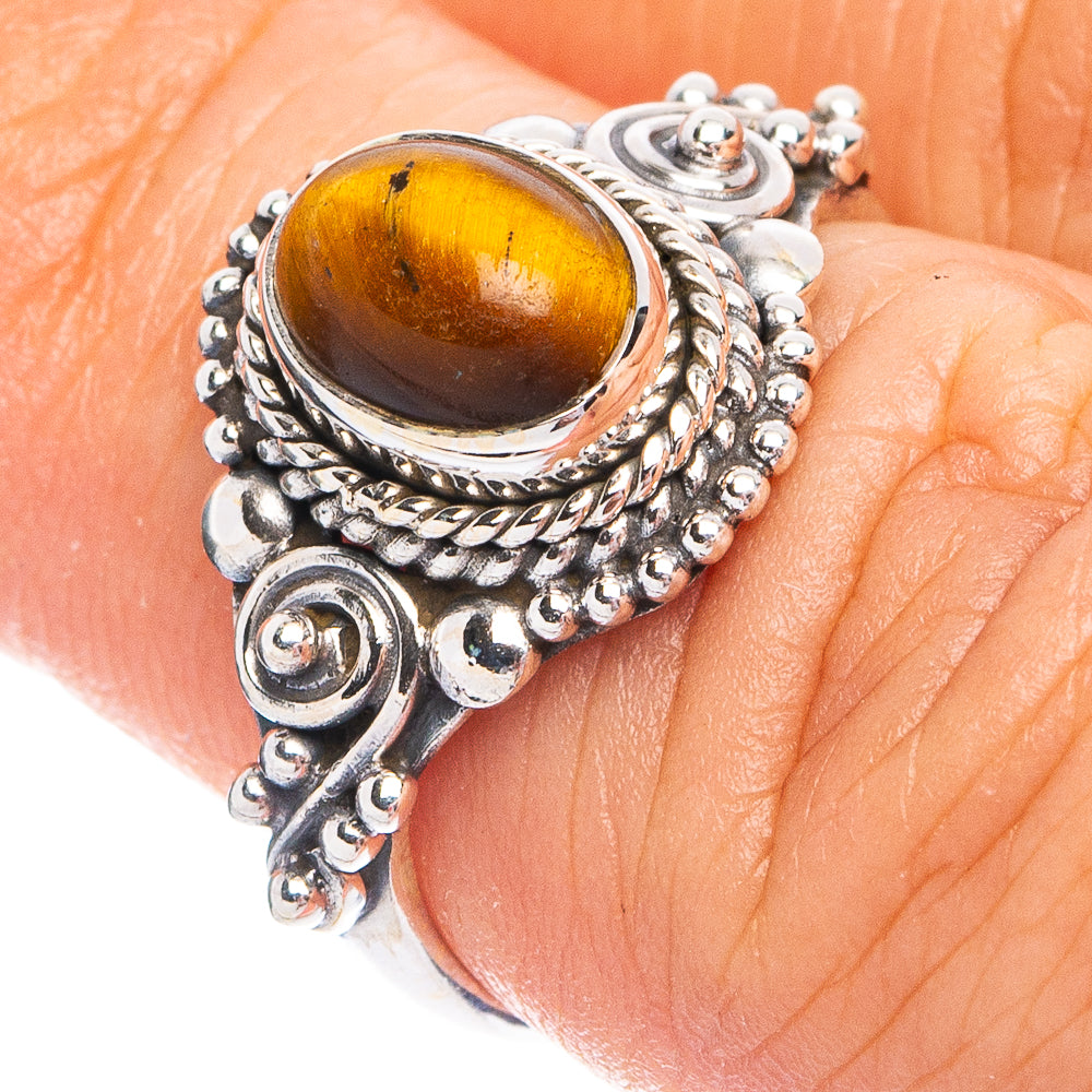 Dainty Tiger Eye Ring Size 6 (925 Sterling Silver) R8620