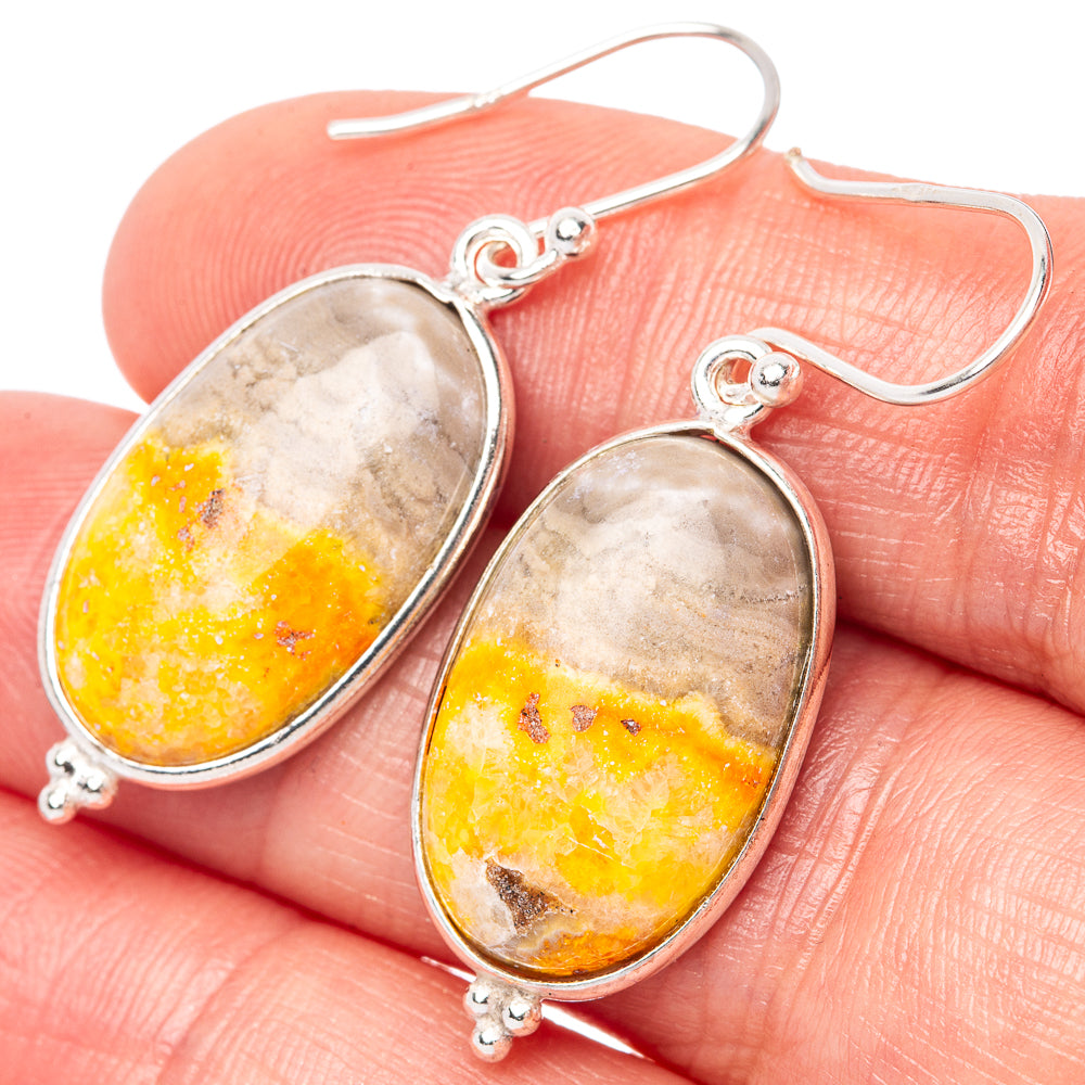 Bumble Bee Jasper Earrings 1 1/2" (925 Sterling Silver) E1480
