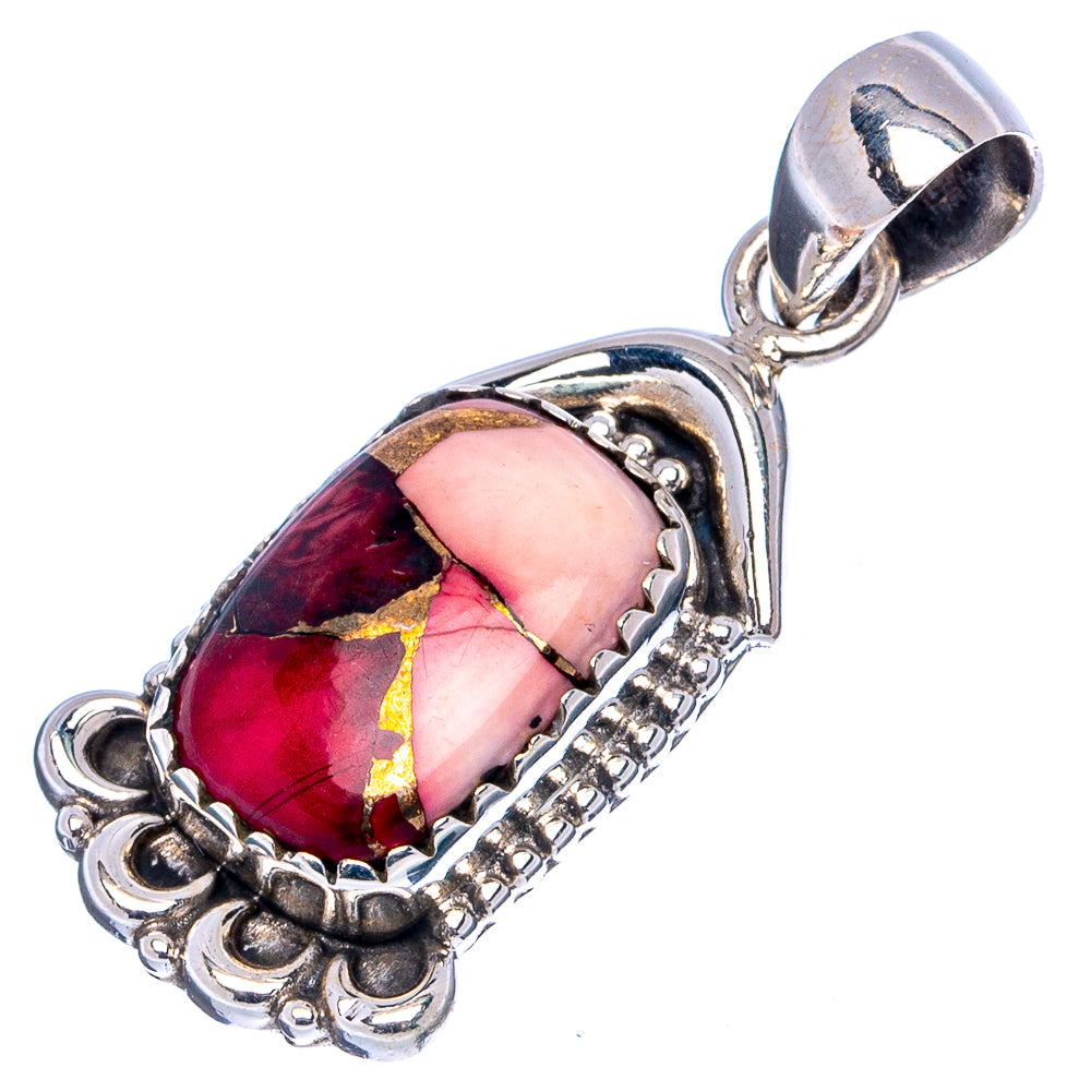 Red Dahlia Mohave Turquoise Pendant 1 1/4" (.925 Sterling Silver)
