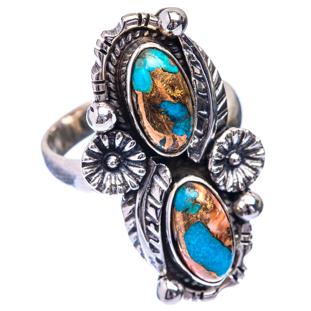 Blue Copper Composite Turquoise Ring Size 6 (925 Sterling Silver) R141563