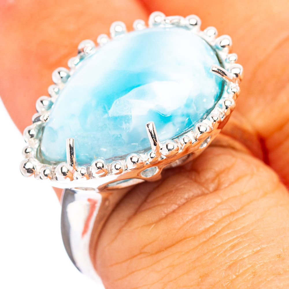 Premium Larimar Ring Size 6.5 (.925 Sterling Silver)