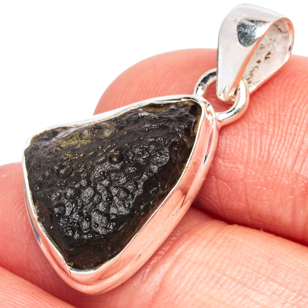 Rare Moldavite Pendant 1 1/8" (925 Sterling Silver) P43489