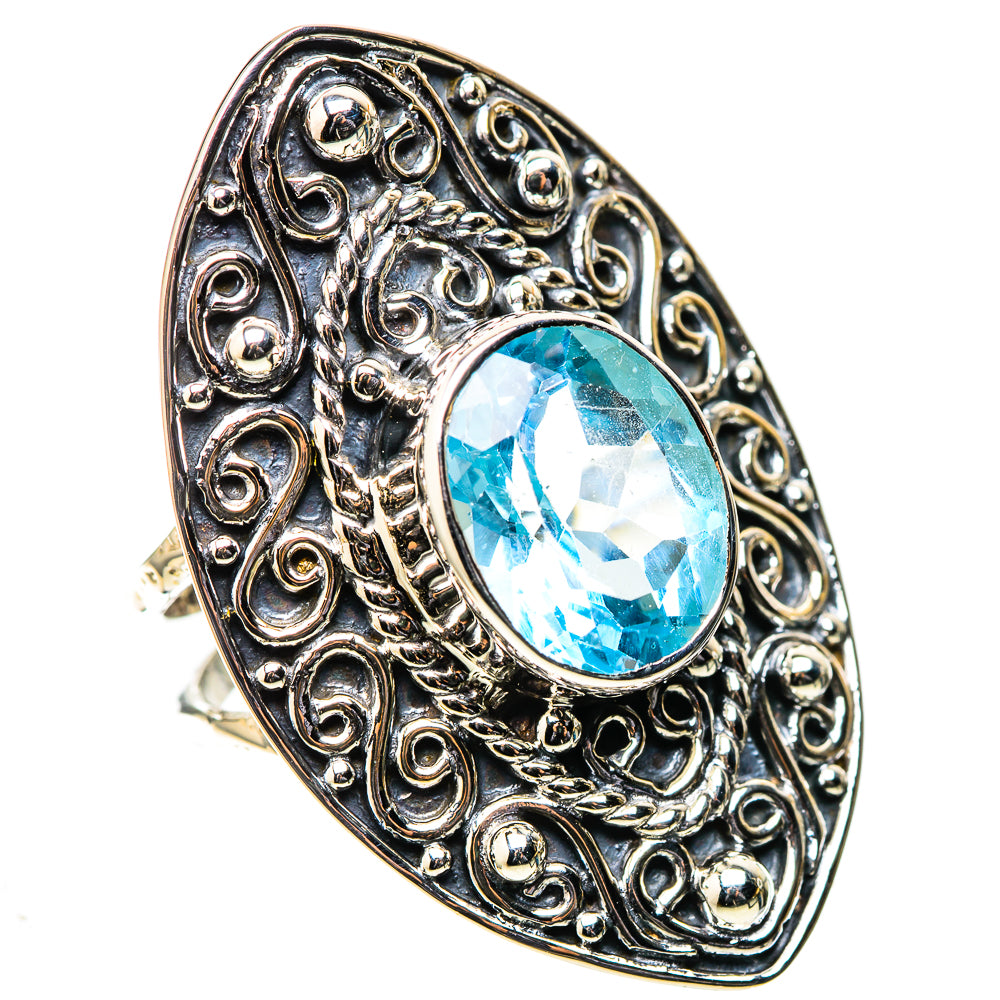 Signature Large Blue Topaz Ring Size 8 (925 Sterling Silver) RING138180