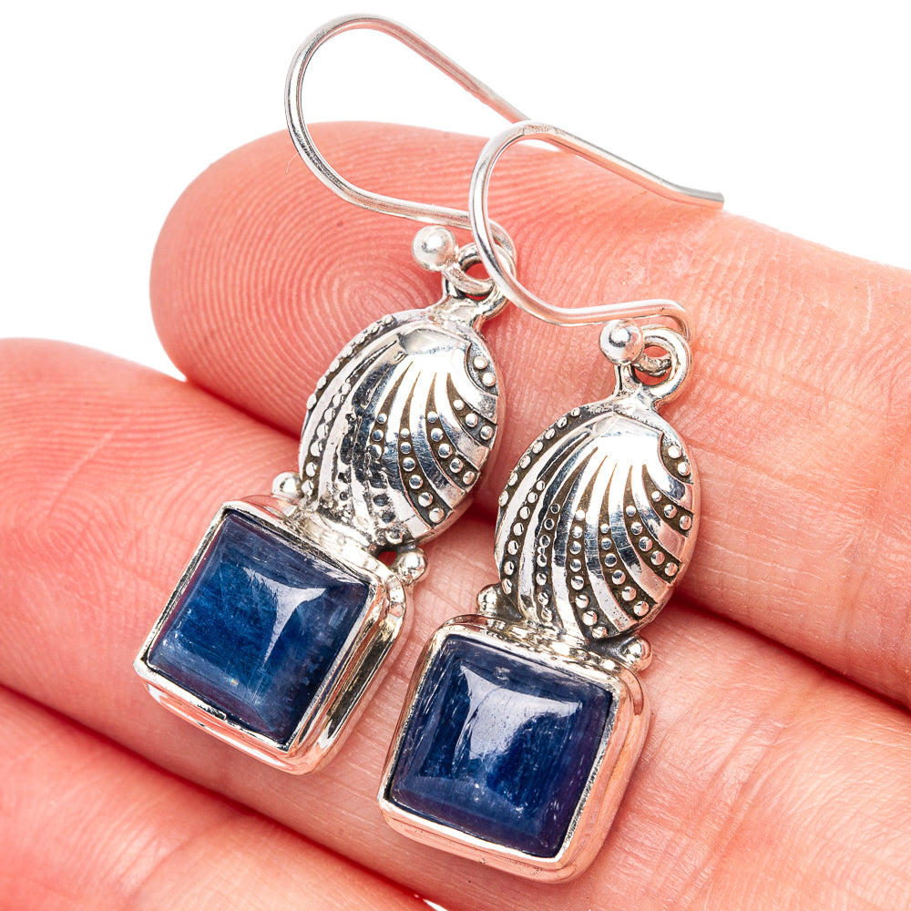 Kyanite Seashell Earrings 1 3/8" (925 Sterling Silver) E1420