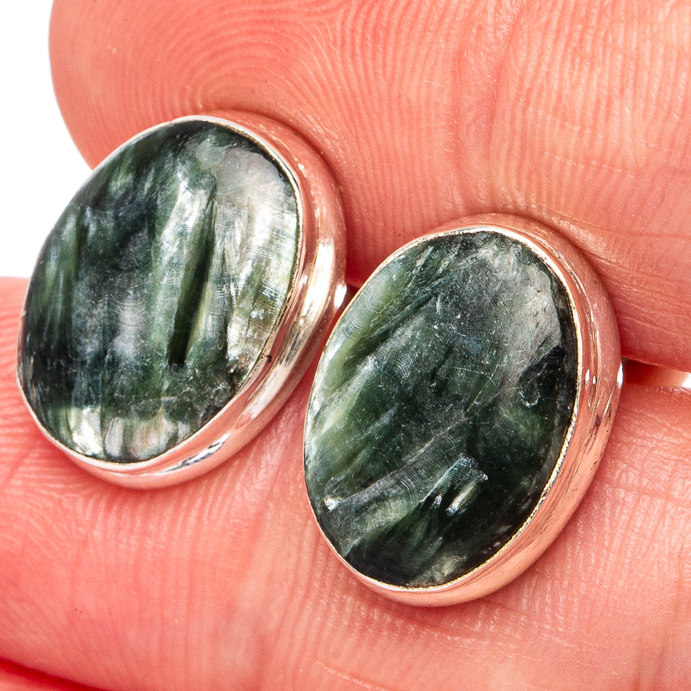 Seraphinite Earrings 5/8" (.925 Sterling Silver)