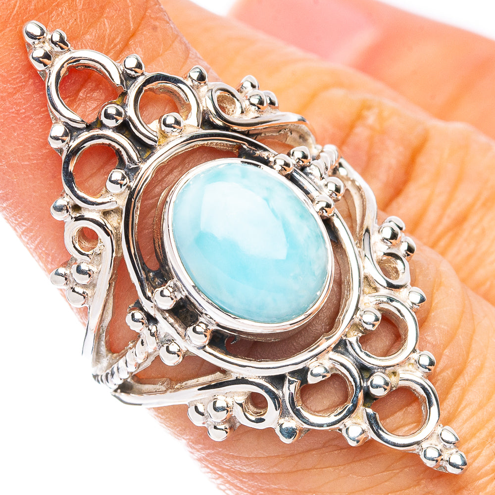Premium Larimar Ring Size 6 (925 Sterling Silver) R8101