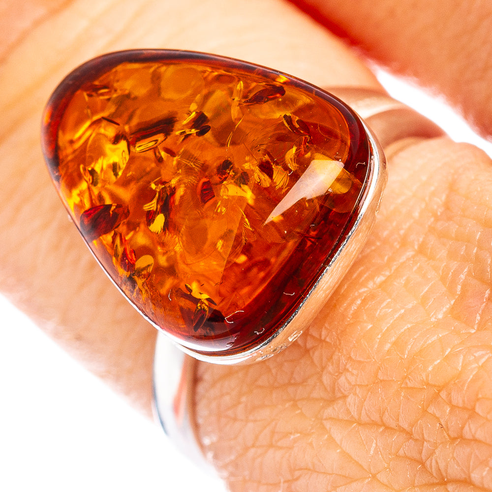 Baltic Amber Ring Size 7 Adjustable (.925 Sterling Silver)