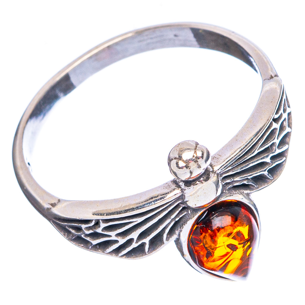 Baltic Amber Honey Bee Ring Size 6 (.925 Sterling Silver)