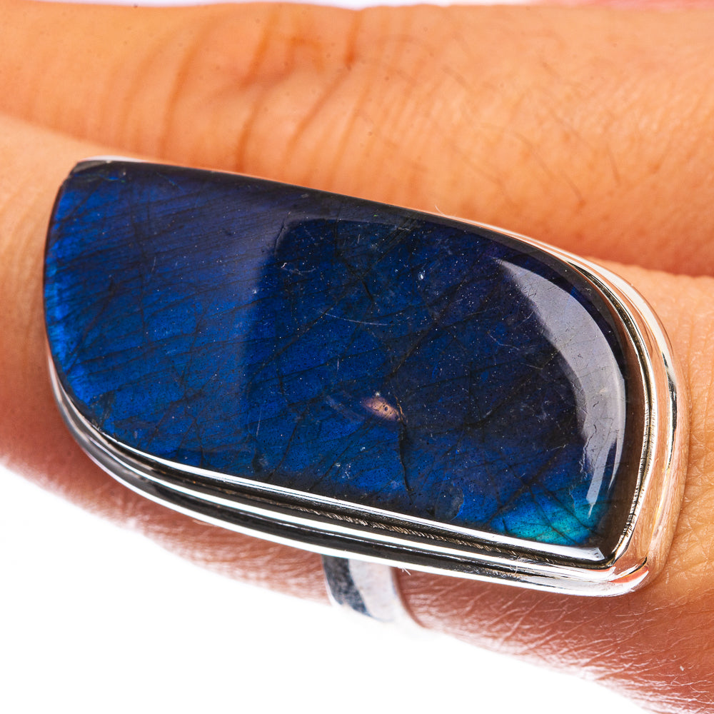 Huge Labradorite 925 Sterling Silver Ring Size 7.5
