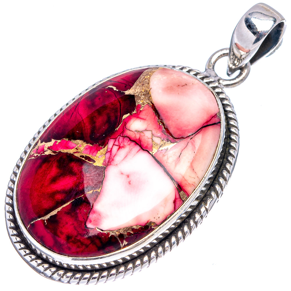 Red Dahlia Mohave Turquoise Pendant 1 5/8" (.925 Sterling Silver)