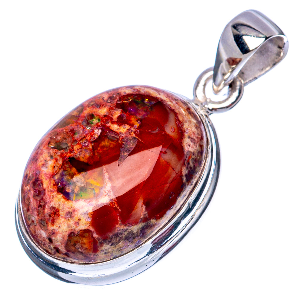 Rare Mexican Fire Opal Pendant 1 1/4" (925 Sterling Silver) P41972