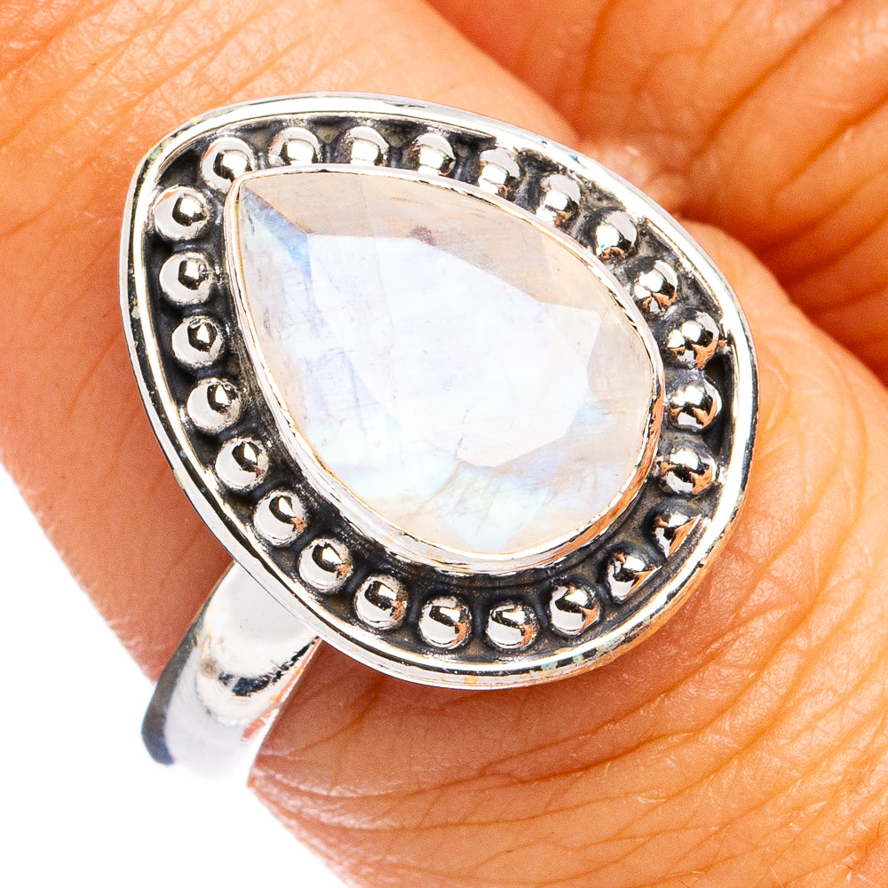 Rainbow Moonstone Ring Size 8 (925 Sterling Silver) R8301