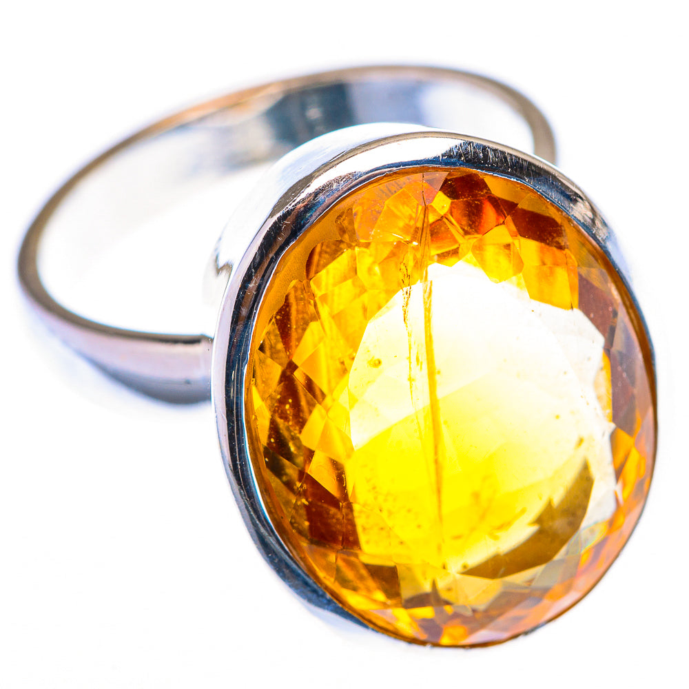 Large Faceted Citrine Ring Size 9 (925 Sterling Silver) RING140062