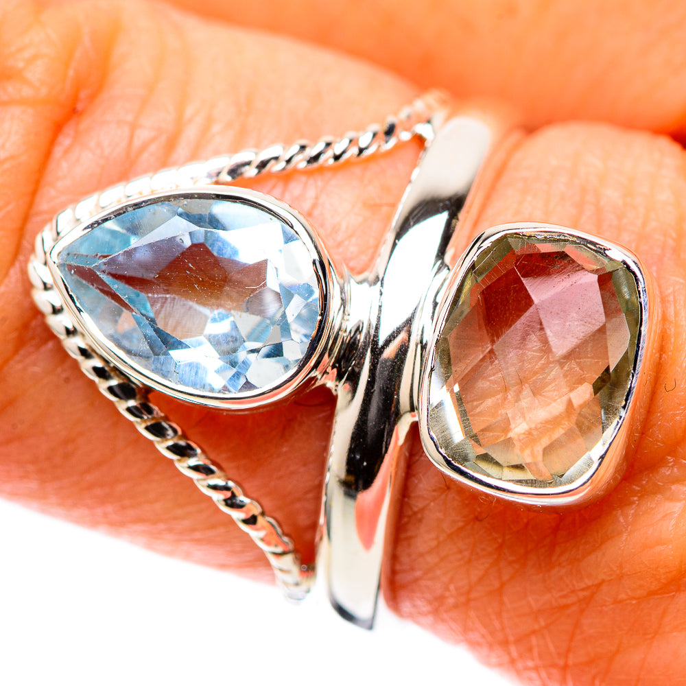 Premium White Quartz, Blue Topaz Ring Size 8 (925 Sterling Silver) RING138225